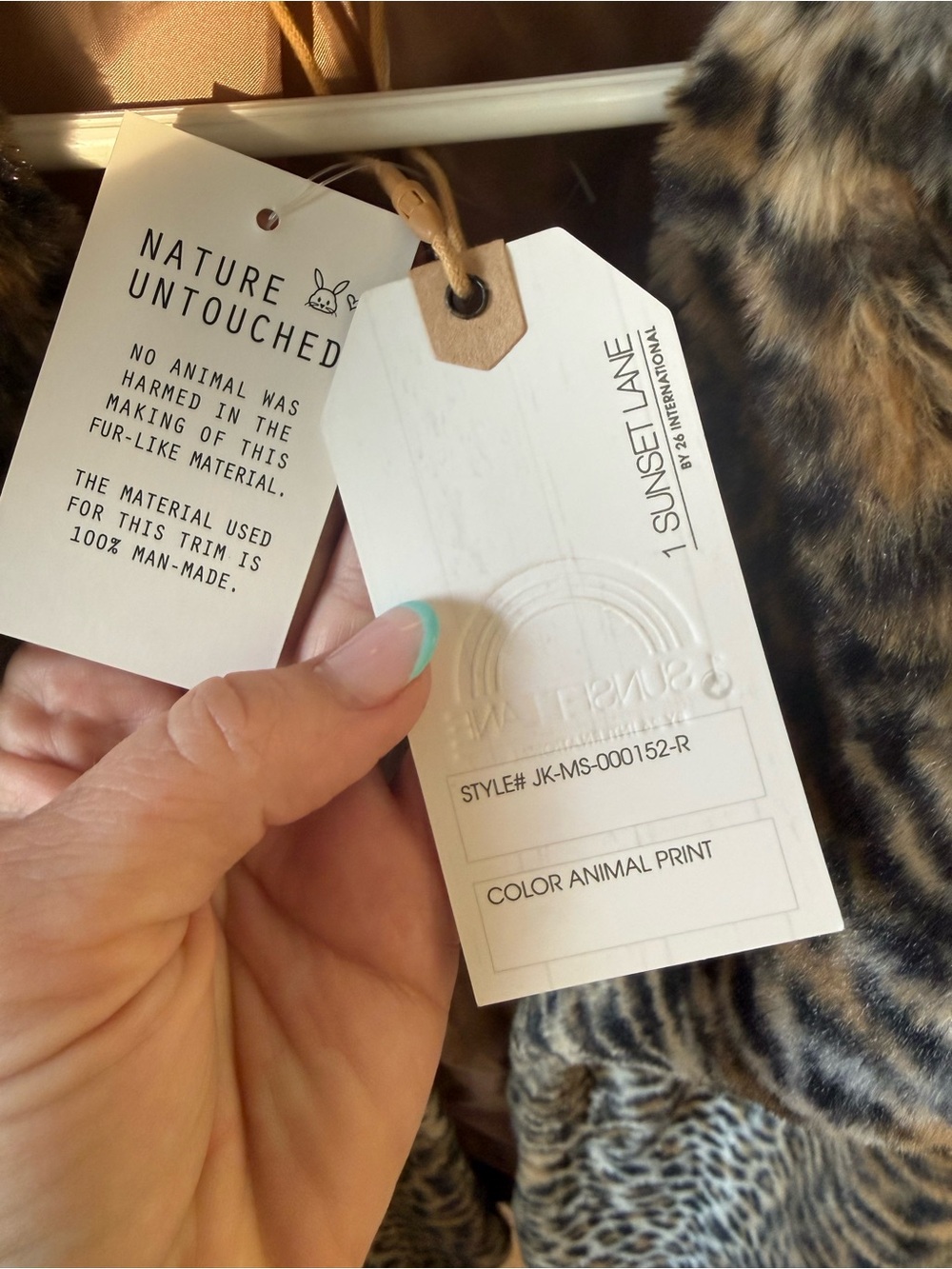 Faux Fur Leopard Teddy Jacket - Brown/Black - Picture 8 of 8